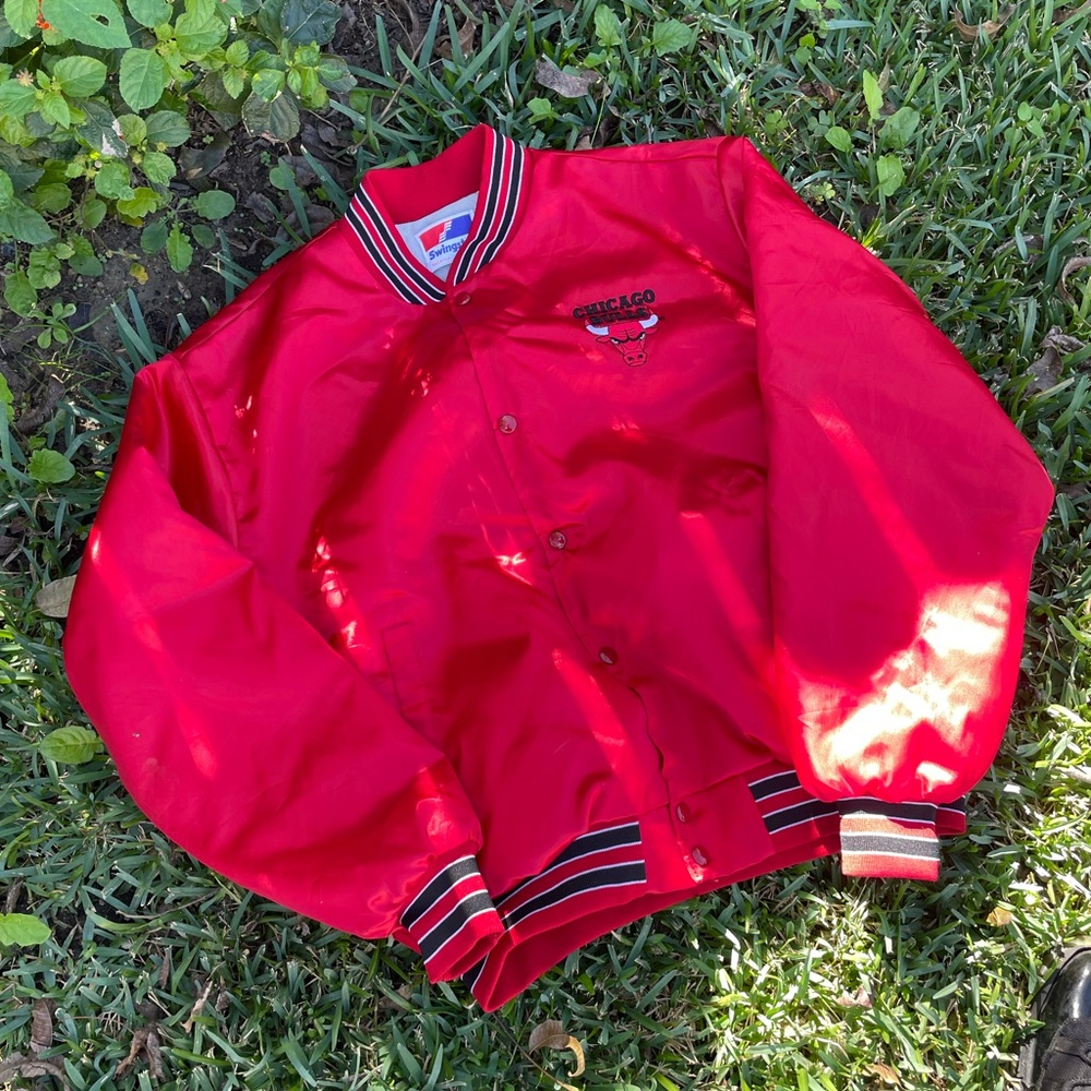 Vintage Early 90's NBA Chicago Bulls Red Varsity Bomber Jacket Men's Sz L
